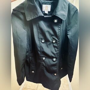 Gallery Black Double-Breasted Trench Pea Coat Jacket